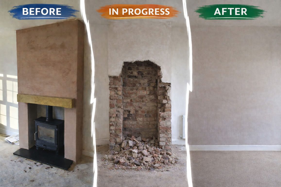 chimney breast removal before and after