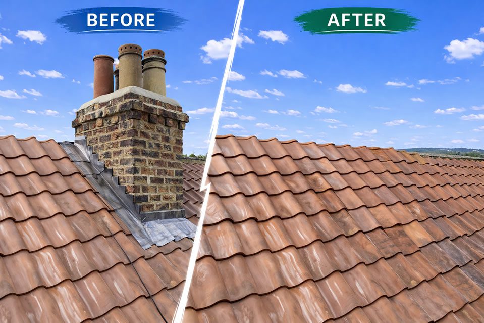 chimney removal cost - before and after picture