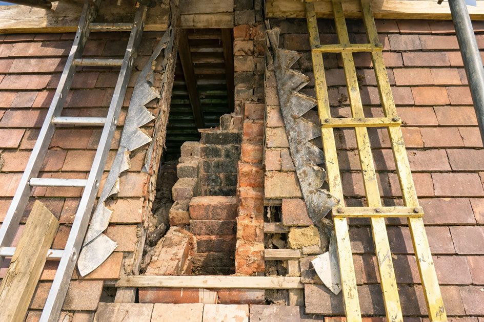 exposed chimney removal - tile roof uk chimney removal